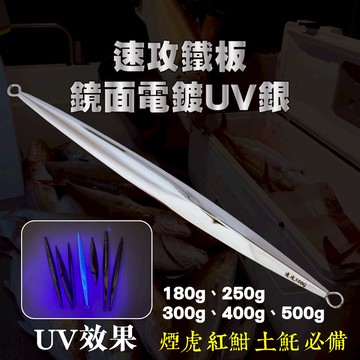 【LUZ路亞】【現貨】速攻鐵板 180g~500g 鏡面電鍍UV銀 煙虎 紅甘 土魠 必備 船釣