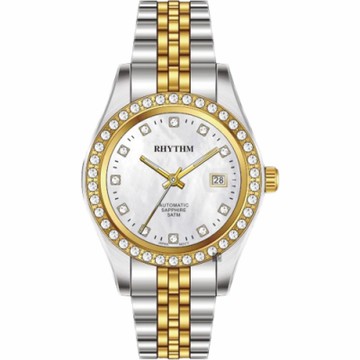 RHYTHM日本麗聲 晶鑽石英機械女錶-珍珠貝-28mm RA1628S03 新年開運 送禮推薦