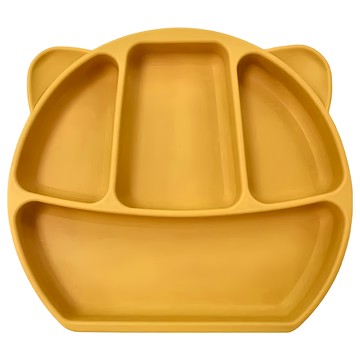 矽膠吸盤餐盤 + 防塵蓋  1組  芥末黃