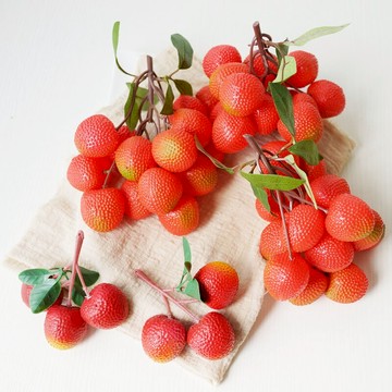 多頭假荔枝串模型擺設裝飾品 Lmdec仿真水果蔬菜假水果道具掛墻