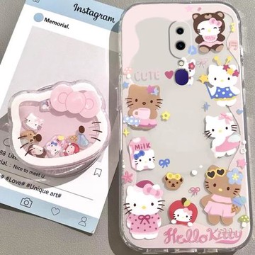 適用于OPPOA9手機殼粉色凱蒂貓OPPOA9X女款搖搖樂支架防摔少女心創意可愛卡通ins風全包透明硅膠軟殼保護套