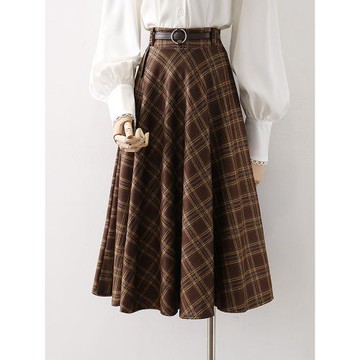 高腰中長款格子半身裙女2025秋冬新款日系復古大擺遮胯顯瘦a字裙