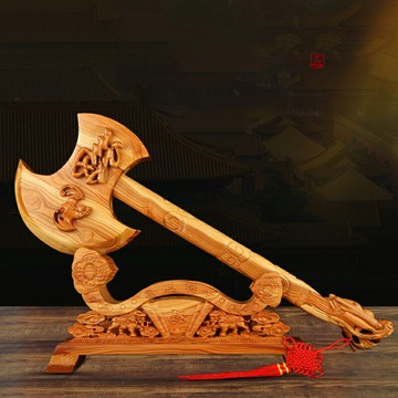肥城桃木斧子擺件結婚坐福喬遷搬家掛件桃木龍頭斧家居工藝品送禮