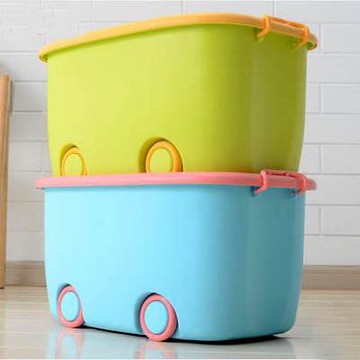 【有蓋帶輪兒童收納箱2只裝-大號-58*39*31cm-1套/組】加厚玩具整理箱卡通儲物箱-7201001