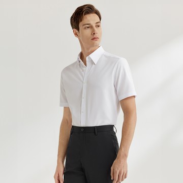 免熨防皺吸濕排汗斜紋短袖上班襯衫/白色 | 3613263200