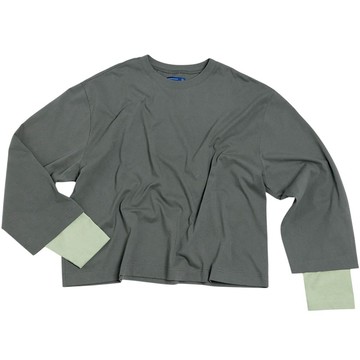 【MELSIGN】LAYERED PROCESS L/S TEE 雙層袖跳色 長T (灰色)