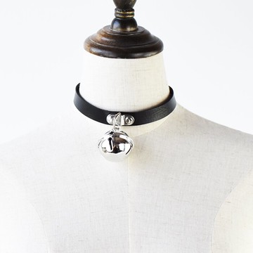 街拍夜店項圈女頸帶情侶牽引繩choker項鏈頸鏈鈴鐺項圈男