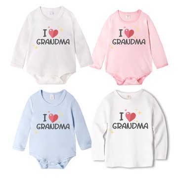 Baby童衣 獨家自印 我愛阿嬤英文版系列 兒童圓領長袖T 寶寶包屁衣 男女童短袖上衣 61191