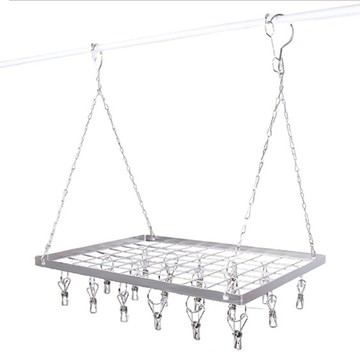 AXIS 艾克思 多功能不鏽鋼防風雙掛勾晾曬網架 18夾  尺寸約40X30X51公分  1組