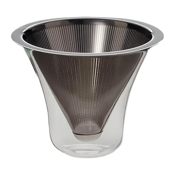 TG 耐熱手沖咖啡濾網座組 濾杯18-8不鏽鋼（SUS304） 濾網座-耐熱玻璃 (瞬間溫差達150度)  114 x 85mm  300ml  1組