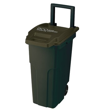 【日本RISU】戶外拉桿式垃圾桶 45L-深綠色