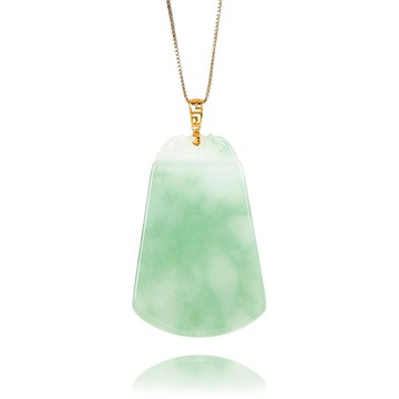 【正佳珠寶】翡翠 冰種飄綠平安無事牌 天然A貨翡翠吊墜