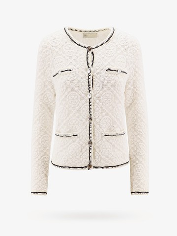 Logo lace cotton cardigan - TORY BURCH - gender_Woman