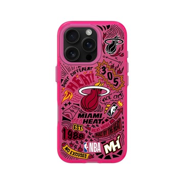 iPhone 16 Pro Clear 粉漾桃 - NBA - 塗鴉系列-邁阿密熱火 Miami Heat - Graffiti