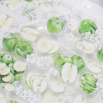 冰川手帳【琉璃蘋果】輕復古和紙膠帶蘋果 PET 切膜貼紙拼貼