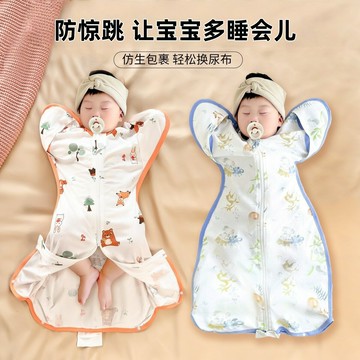 嬰兒投降式夏薄透氣防驚跳睡袋春秋冬夾棉純棉寶寶繈褓防踢被代發鑫弘-萌寶童裝可開發票