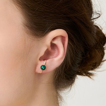 孔雀石鑲鑽耳環 Azzerare Green Malachite Earring
