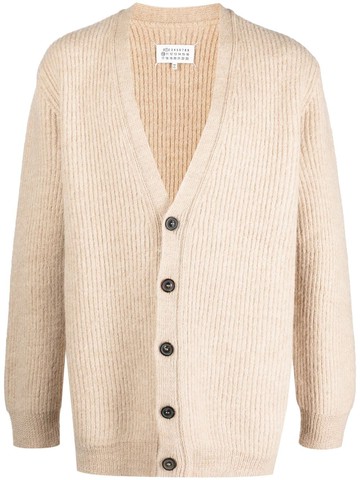 Maison Margiela - V-neck alpaca-blend cardigan - men - Wool/Alpaca Wool - M - Neutrals
