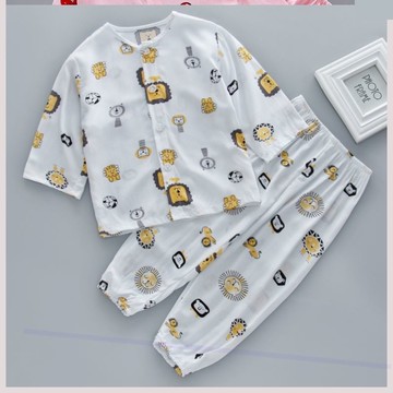 夏季兒童寶寶睡衣2一3歲棉綢4男孩5女童薄款長袖人造棉空調服套裝