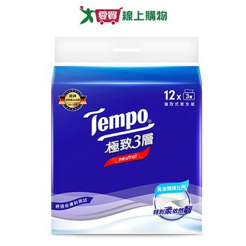 Tempo極致羽柔3層抽取式衛生紙90抽x12包【愛買】