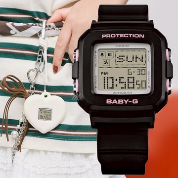 CASIO 卡西歐 BABY-G+PLUS 混搭玩色心形吊飾 趣味電子錶 BGD-10KH-1