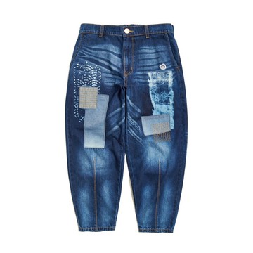 江戶勝｜INDIGO｜男裝｜補丁丹寧錐形褲