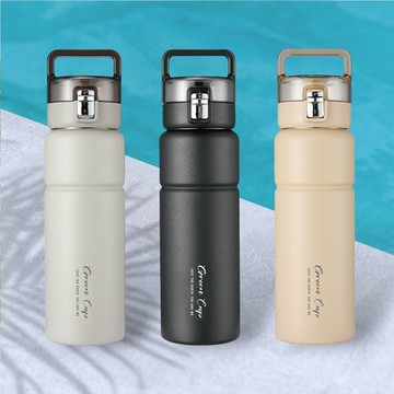 GREEN CUP 芊杯316不鏽鋼手提彈蓋吸管杯-680ml-2支