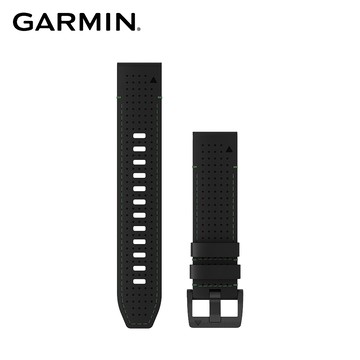 GARMIN QuickFit 22mm 黑色皮革 FKM氟橡膠混合材質錶帶