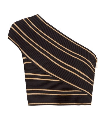 Balmain Metallic One-Shoulder Top