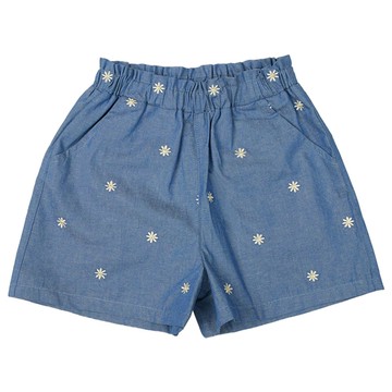 akachan honpo - 短褲-平織 刺繡滿版圖案-深藍色