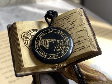 【所羅門鑰匙_月亮護符。黑曜石吊墜】助眠、消除負能量