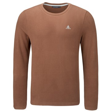 男款經典保暖圓領衫(A2TS2545M核果棕/刷絨保暖/素面百搭/圓領保暖)