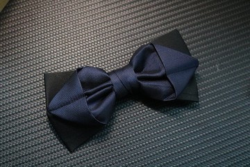 蓝色双层尖角领结婚礼新郎礼服蝴蝶结