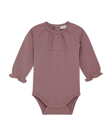 素面紫粉色長袖包屁衣68cm