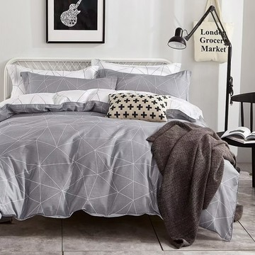 J-bedtime 床寢時光 100%純棉床包枕套3件組  床包 + 枕套 2個  加大  心之戀格