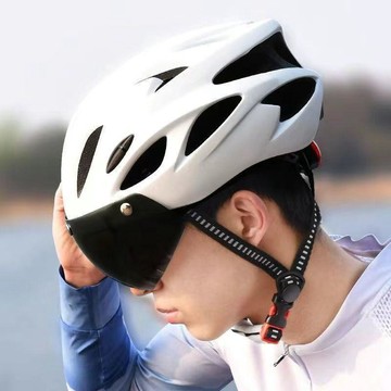 YOG-山地車騎手夏季頭盔帶磁吸式透氣頭盔自行車頭盔男款電動車外賣帽
