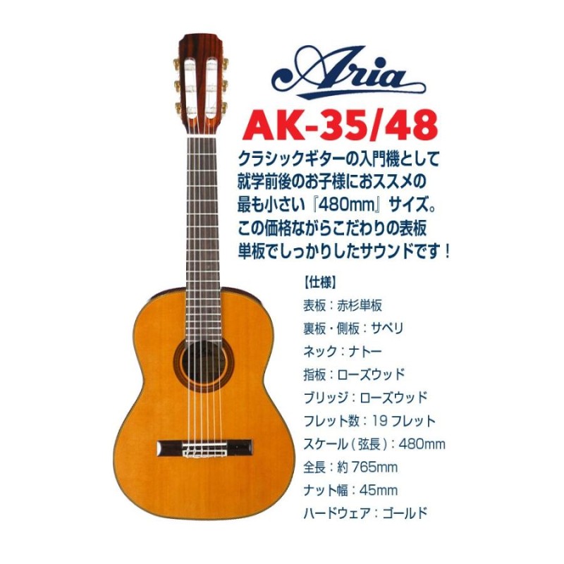 ミニ クラシックギター 初心者 ARIA アリア AK-35-48 入門 10点