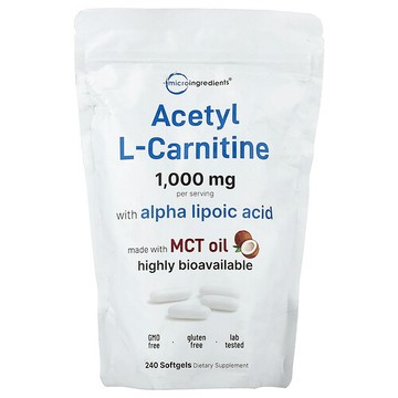 Micro Ingredients, Acetyl L- Carnitine, 240 Softgels