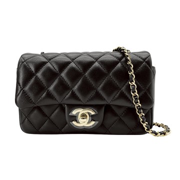 Chanel Mini Coco 菱格羊皮金釦斜背包-18cm(AS5219-黑)