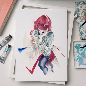 藝術微噴水彩畫 -【信仰的血色立誓布】