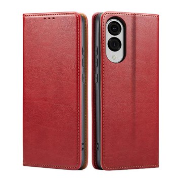 Fierre Shann 真皮紋 Samsung S25 Edge (6.7吋) 錢包支架款 磁吸側掀手工PU皮套保護殼