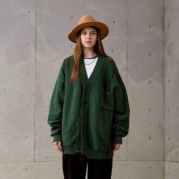 MOKACME 22AW 原創設計針織毛衣刺繡口袋開衫男女同款 情侶