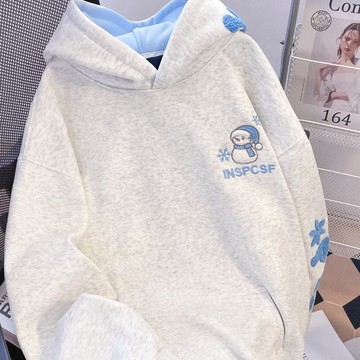 簡約潮流連帽大學T男秋冬學院風百搭休閒帽衫上衣男