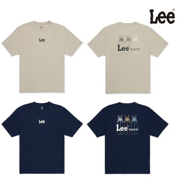 Lee 後背吊帶褲短T 男 卡其 深藍 白色 LB602040