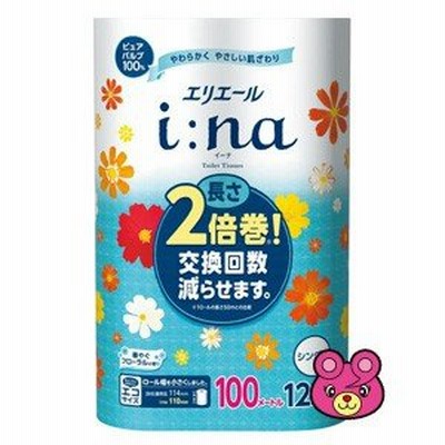 大王製紙 エリエール イーナ トトイレットティシュー シングル 12ロール×6パック入 トイレットロール トイレットペーパー ／日用品／HK