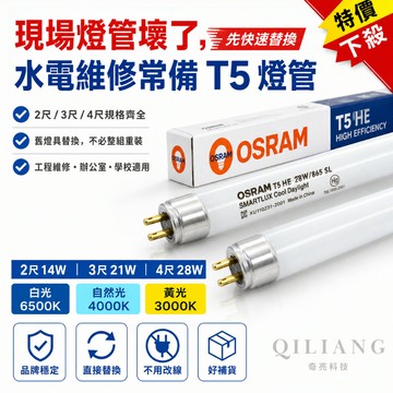 歐司朗 OSRAM / 大友 T5 高效能日光燈管 28W/21W/14W  4尺2尺 三波長燈管