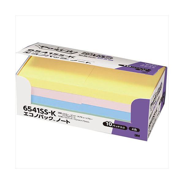 3M Post-it ポストイット エコノパック強粘着ノート パステルカラー4色 3M-6541SS-K