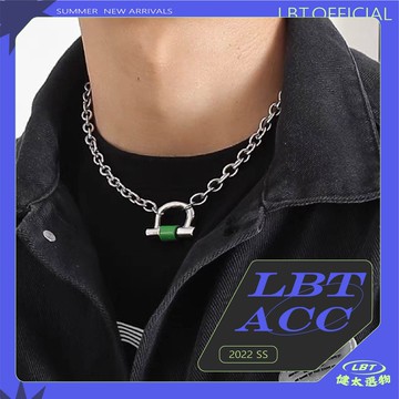 【新品熱銷中】綠馬蹄粗鎖鏈項鍊 不鏽鋼項鍊 中性飾品配件 情侶項鍊 吊墜項鍊 KENTA