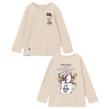 CHUMS Kids Hot Chocolate Pocket Brushed L/S T-Shirt 中大童 長袖上衣 米灰色 CH211413G057