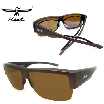Hawk 台灣精品 專業偏光套鏡 偏光太陽眼鏡 護眼防曬 HK1008-47 霧棕框深茶偏光鏡片 公司貨